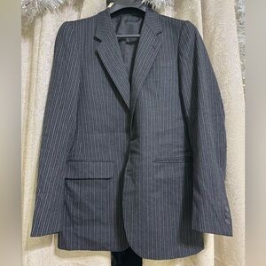 Elegant Charcoal Pinstripe Men's Blazer